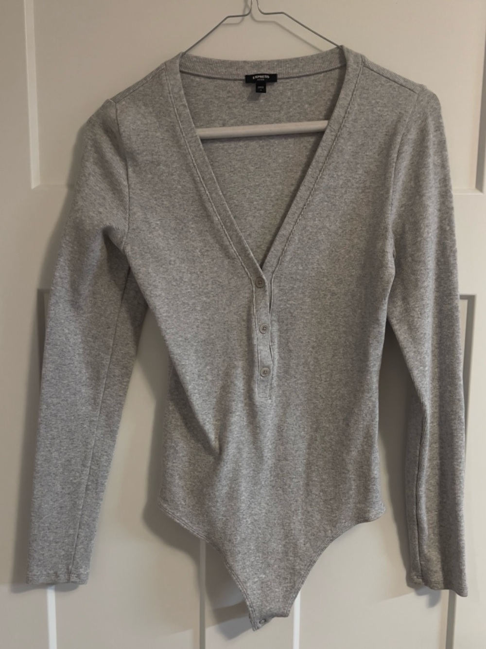 Express Ribbed V-Neck Bodysuit